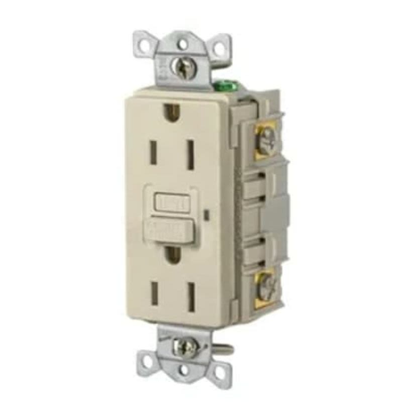 Hubbell Wiring Device-Kellems GFR15I Wiring Device GFCI Receptacle, 125 V AC, 15 A, Ivory
