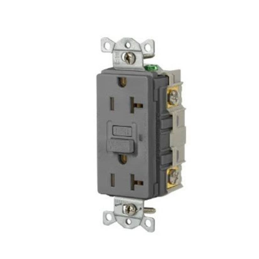 Hubbell Wiring Device-Kellems GFR20GRY Wiring Device GFCI Receptacle, 125 V AC, 20 A, Grey