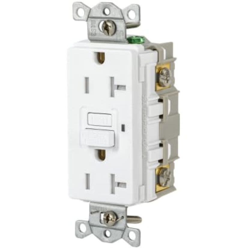 Hubbell Wiring Device-Kellems GFRTR20W Wiring Device GFCI Receptacle, 125 V AC, 20 A, White