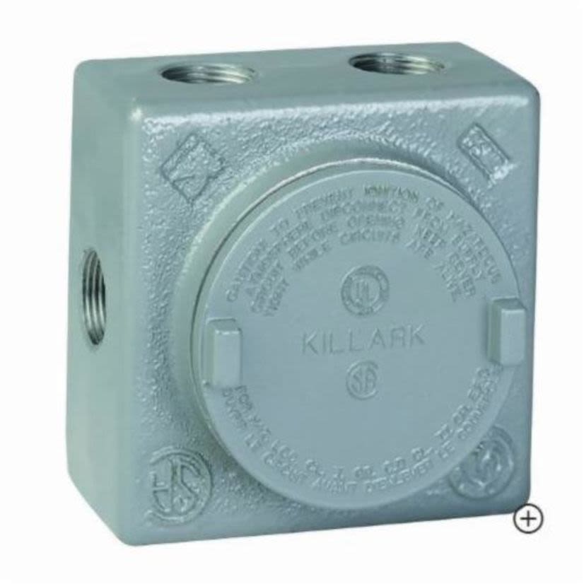 Hubbell Killark GRSS-3 Explosionproof Square Conduit Body, Internal Hub Body, 1 in Hub, 29 cu-in, Aluminum