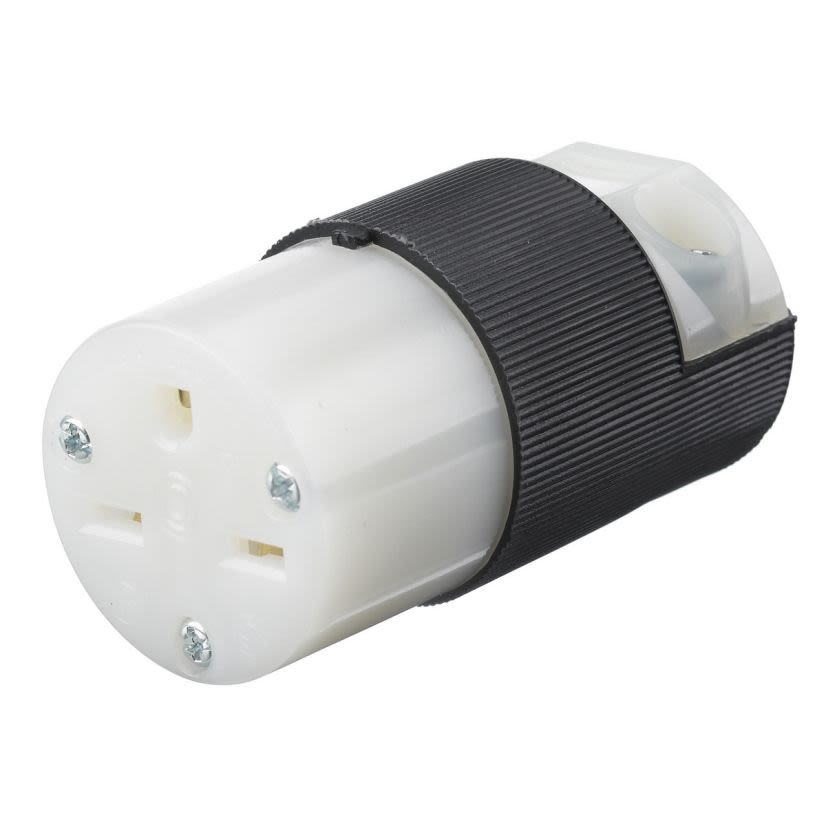 Hubbell Wiring Device-Kellems Insulgrip HBL5669C Female Grounding Insulated Straight Blade Connector, 250 VAC, 15 A, 2 Poles, 3 Wires, Black/White