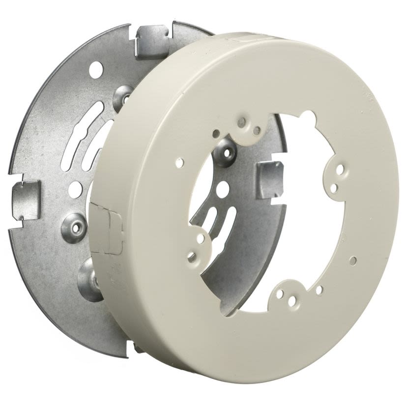 Hubbell Wiring Device-Kellems HBL5737IVA Standard Round Open Base Extension Box, 5.7 in L x 5.7 in W x 1.2 in H, Rolled Steel, Ivory