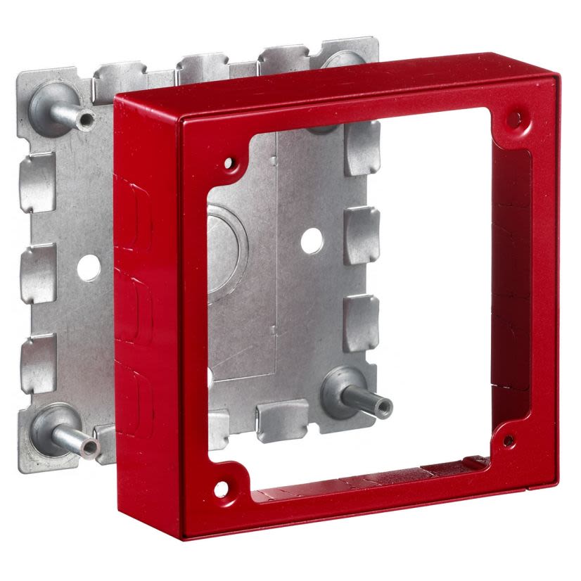 Hubbell Wiring Device-Kellems HBL5752RA 2-Gang Combination Standard Alarm Device Box, 4.6 in L 4.6 in W 1.4 in H, Rolled Steel, Red