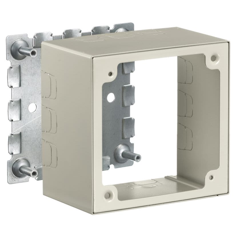 Hubbell Wiring Device-Kellems HBL5753IVA 2-Gang Extra Deep Standard Alarm Device Box With 1/2 in Knockout, 4.6 in L x 4.7 in W x 2.8 in H, Rolled Steel, Ivory