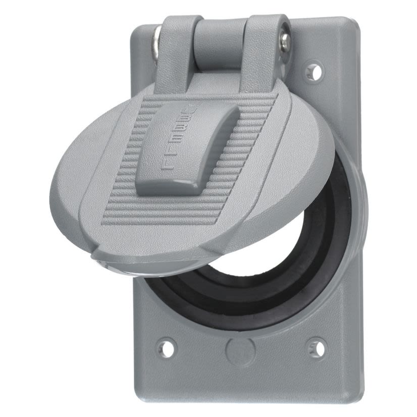 Hubbell Wiring Device-Kellems HBL7425WOA W/PROOF RCPT PLATE, 1-G, 1.60", GY