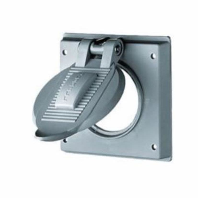 Hubbell Wiring Device-Kellems HBL7777A Weatherproof Cover, 2.28 to 2.44 in Dia, 4.56 in L x 4.62 in W, Molded Cover, Thermoplastic