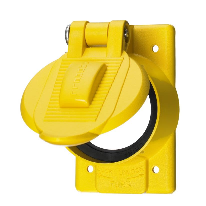 Hubbell Wiring Device-Kellems Twist-Lock HBL77CM74WO Weatherproof Outlet Box Cover, 4.56 in L x 2.84 in W, Thermoplastic