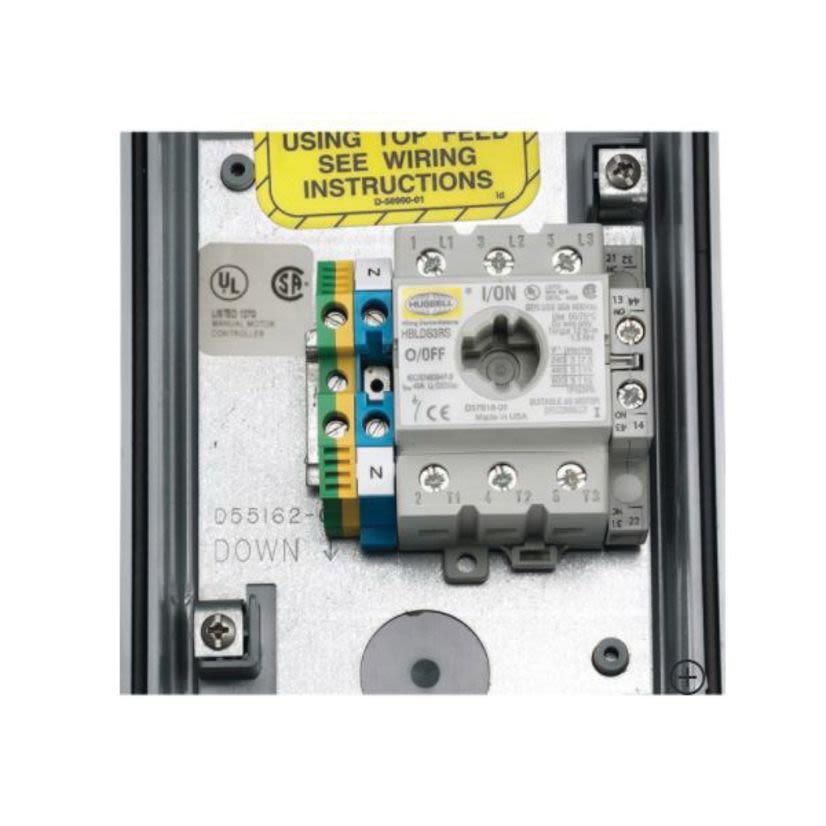 Hubbell Wiring Device-Kellems Circuit-Lock HBLDS33ACNK Labelless Non-Metallic Standard Unfused Enclosed Disconnect Switch With (3) Auxiliary Contacts, 600 VAC, 30 A, 10 hp, 2-Position Contact, 3 Poles