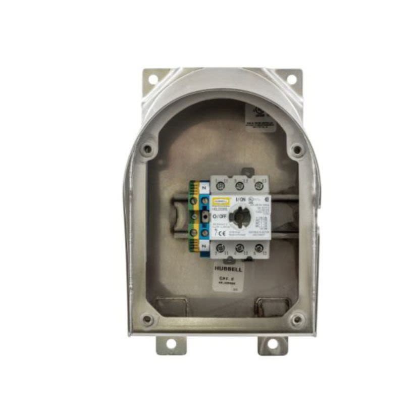 Hubbell Wiring Device-Kellems Circuit-Lock HBLDS3SSR Sloped Top Standard Unfused Enclosed Disconnect Switch, 600 V, 30 A, 15 hp, 3PST Contact, 3 Poles