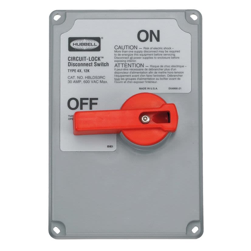 Hubbell Wiring Device-Kellems Circuit-Lock HBLDS6RC Non-Metallic Standard UnFusible Replacement Cover Gray