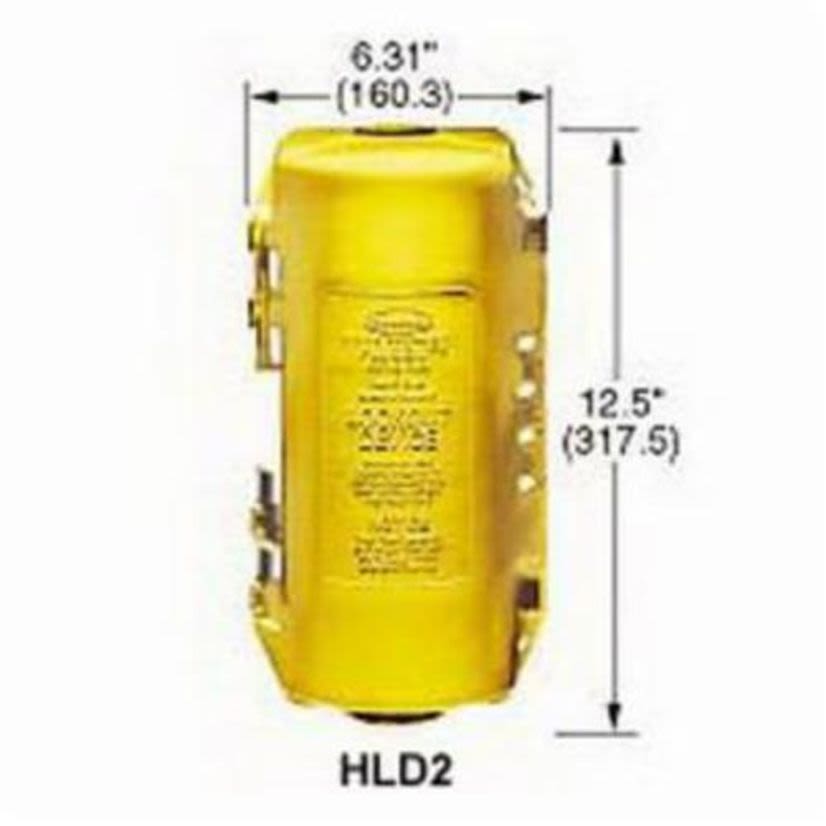 Hubbell Wiring Device-Kellems PLUGOUT HLD2 Large Lockout Device, For Use With 20, 30 and 60 A Metallic and Non-Metallic Pin and Sleeve, Hubbellock and 50 A Twist-Lock plugs, 4 Padlocks, 3/8 in Dia Max Padlock Shackle, Polypropylene, Yellow_Flyer
