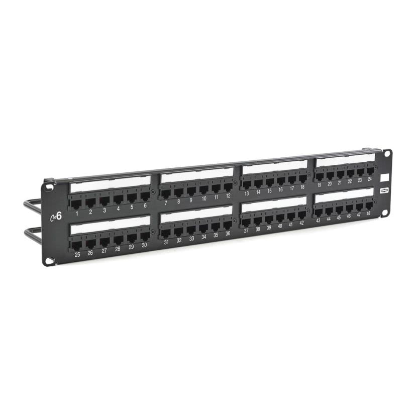 Hubbell Wiring Device-Kellems NEXTSPEED HP648 Telephone Loaded Patch Panel, 48 Ports, Cat 6, Composite/Steel