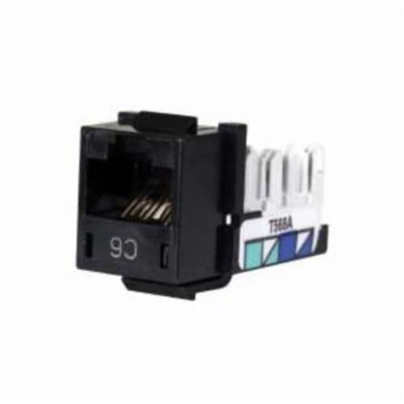 Hubbell Wiring Device-Kellems XCELERATOR™ NEXTSPEED HXJ6BK Standard Universal Modular Jack, Cat 6 Module, Keystone Mount, 1 Port, Thermoplastic, Black