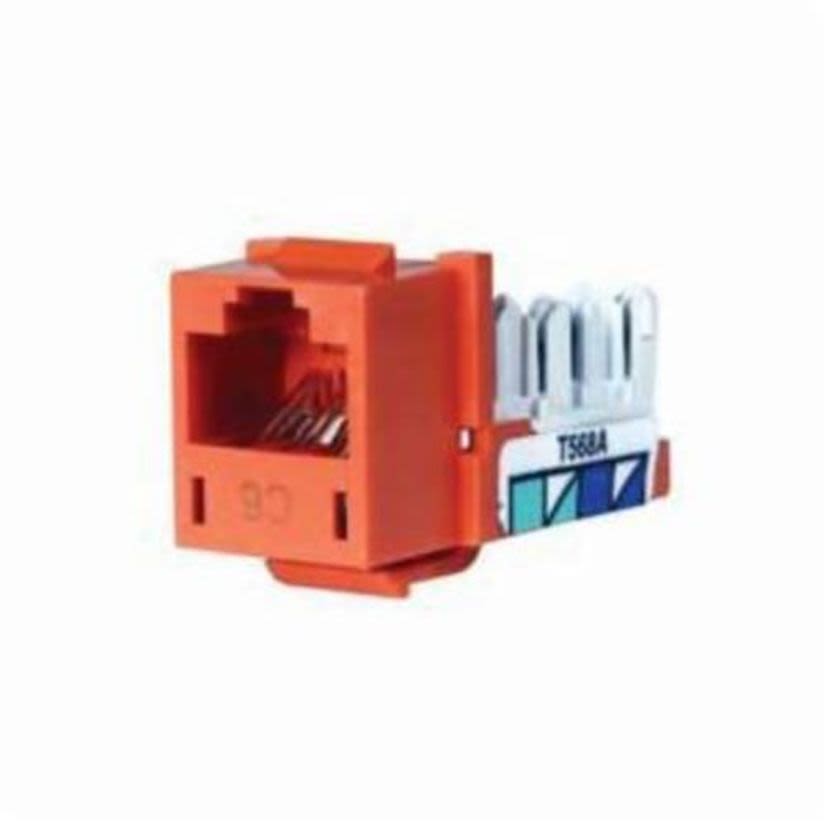 Hubbell Wiring Device-Kellems XCELERATOR™ NEXTSPEED HXJ6OR Standard Universal Modular Jack, Cat 6 Module, Keystone Mount, 1 Port, Thermoplastic, Orange