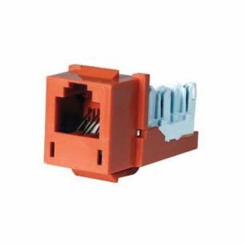 Hubbell Wiring Device-Kellems XCELERATOR™ HXJUOR 6-Position RJ25 Standard Modular Jack, Keystone Module, Thermoplastic, Orange