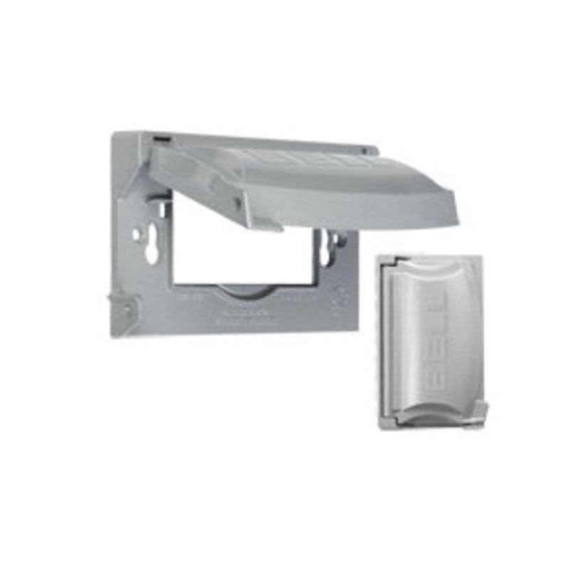 BELL MX1250S 1-Hole Multi-Directional Weatherproof Outlet Box Cover, 2.9 in L x 4.69 in W x 1.18 in D, Receptacle/Switch Cover, Die Cast Metal