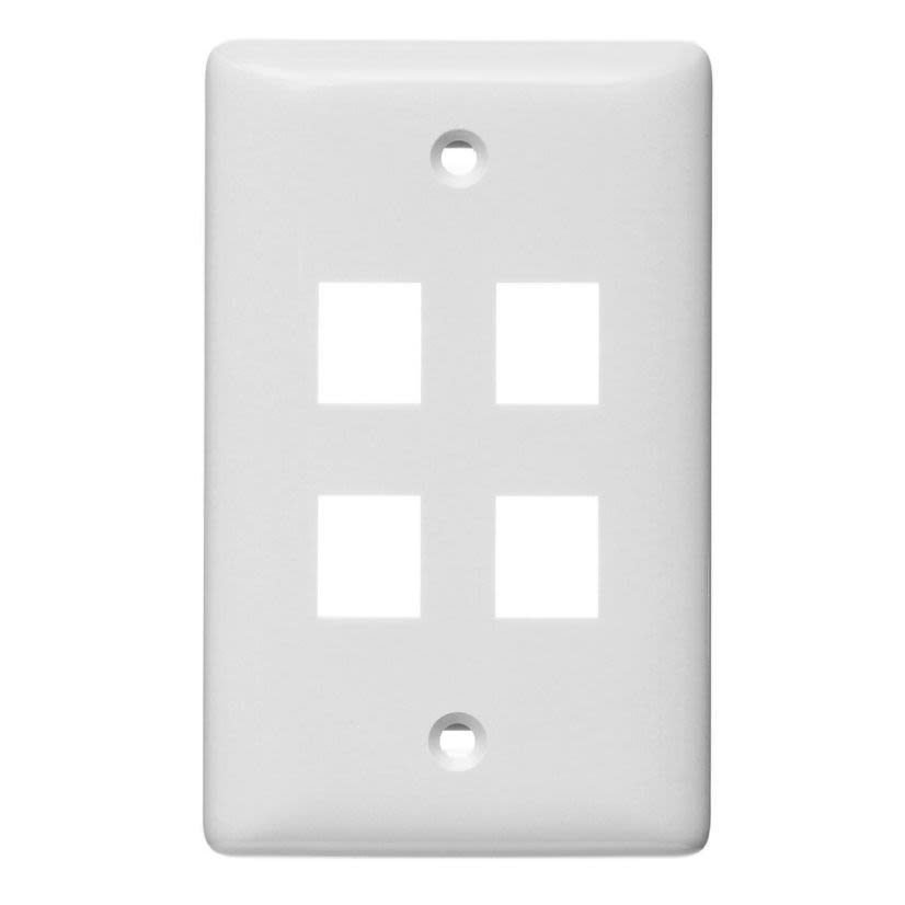 Hubbell Wiring Device-Kellems NSP14W PLATE, WALL,LABEL-LESS,1-G,4-PORT,WH