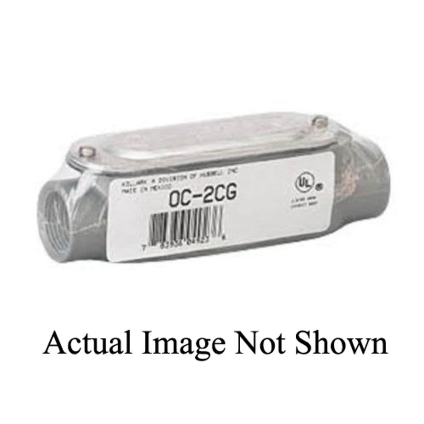 Hubbell Killark Duraloy 5 OLR-1CG O Series Type LR Conduit Body With Cover, Gasket, 1/2 in Hub, 7, 4 cu-in, Aluminum, Powder Coated