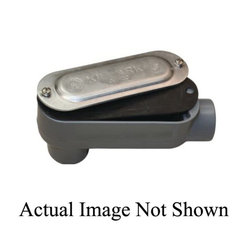 Hubbell Killark OLB-1CG O/DURALOY 5 Type LB Conduit Body With Cover and Gasket, 1/2 in Hub, 4 cu-in, Copper Free Aluminum, Powder Coated