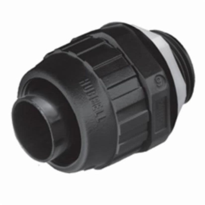 Hubbell Wiring Device-Kellems PolyTuff P050NBKA Straight Male Conduit Connector, 1/2 in Trade, Nylon, Smooth
