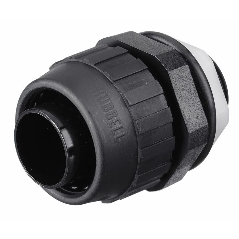 Hubbell Wiring Device-Kellems PolyTuff P075NBKA Straight Male Liquidtight Conduit Connector, 3/4 in Trade, Nylon, Smooth