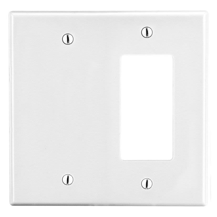 Hubbell Wiring Device-Kellems P1326W Wallplate, 2-Gang, 1) Decorator 1) Box Mount Blank, White