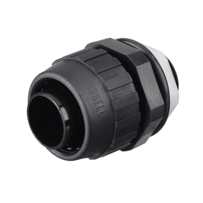 Hubbell Wiring Device-Kellems P150NBK Cap Nut Connection Straight Male Standard Liquidtight Connector, 1-1/2 in Trade, Nylon, Smooth