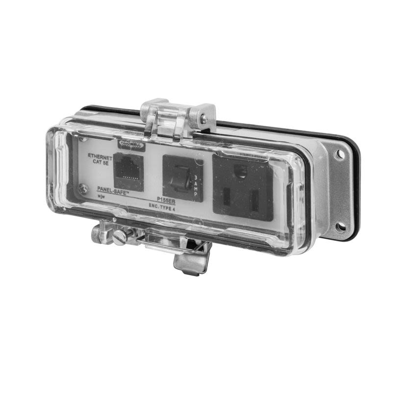 Hubbell Wiring Device-Kellems Panel-Safe P155EB Plug-In Standard Signal and Control Combination Outlet, Receptacle Outlet, Threaded Mount, NEMA 12/4/4X Configuration