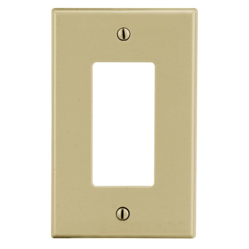 Hubbell Wiring Device-Kellems P26I Non-Metallic Rectangular Standard Wall Plate, 1 Gangs, 2.88 in W x 4.63 in H, Polycarbonate Thermoplastic, Ivory
