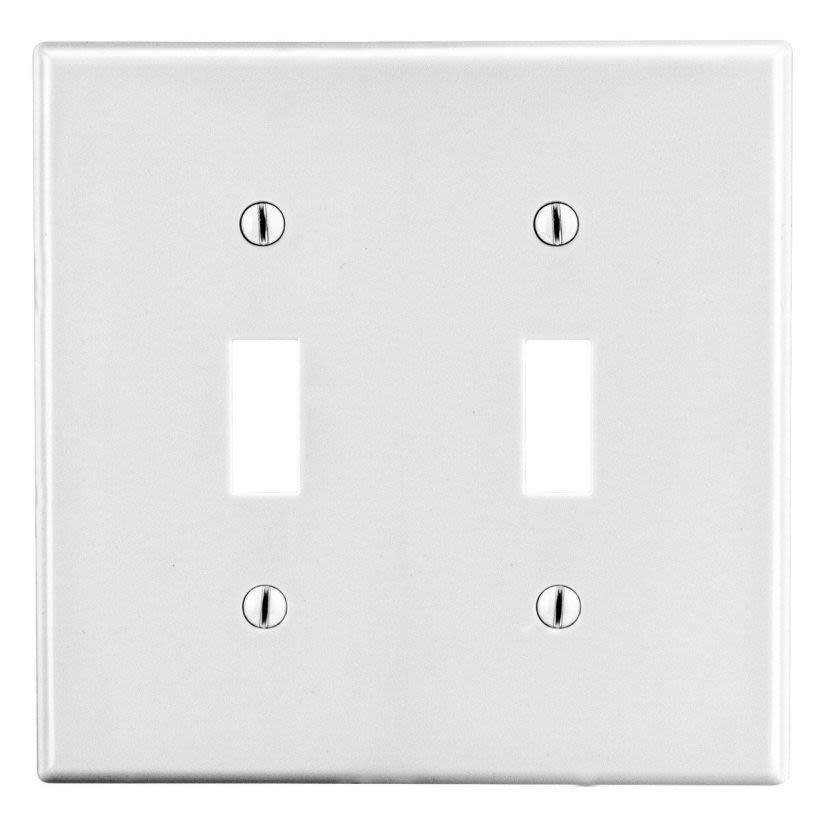 Hubbell Wiring Device-Kellems P2W Wallplate, 2-Gang, 2) Toggle, White