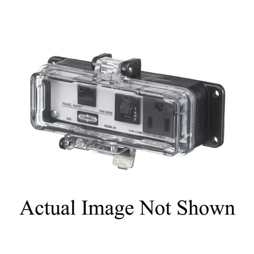 Hubbell Wiring Device-Kellems Panel-Safe P4X155EB Plug-In Standard Signal and Control Combination Outlet, Receptacle Outlet, Threaded Mount, NEMA 12/4/4X Configuration