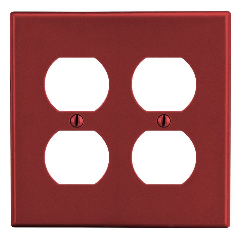 Hubbell Wiring Device-Kellems P82R Wallplate, 2-Gang, 2) Duplex, Red