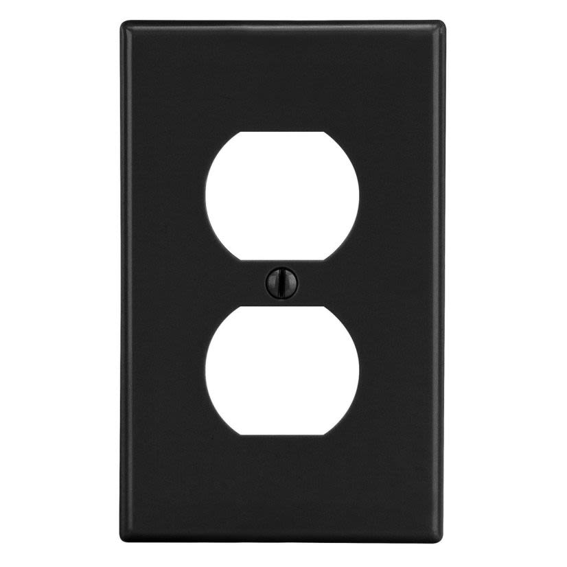 Hubbell Wiring Device-Kellems P8BK Wallplate, 1-Gang, 1) Duplex, Black