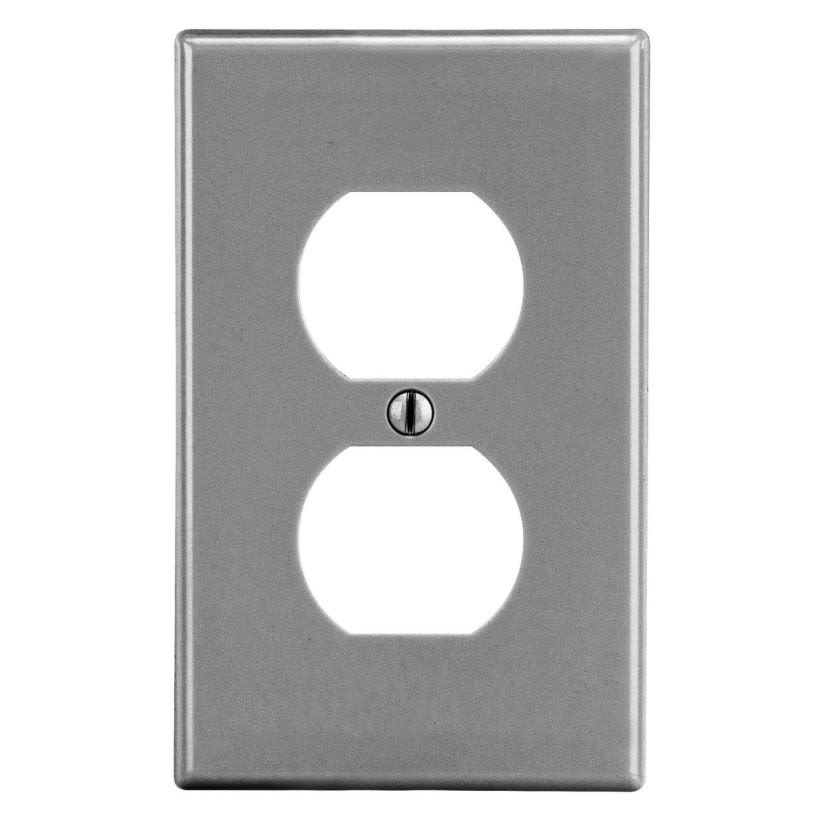 Hubbell Wiring Device-Kellems P8GY Non-Metallic Standard Wall Plate, 1 Gangs, 2.88 in W x 4.63 in H, Polycarbonate Thermoplastic, Gray