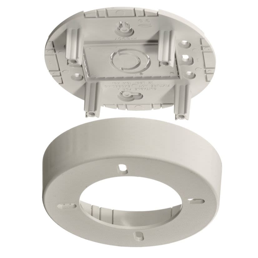 Hubbell Wiring Device-Kellems PDB12LF PolyTrak Extruded Non-Metallic Round Standard Lighting Fixture Box, 1.29 in L x 5.31 in W x 5.31 in H, PVC, Off-White