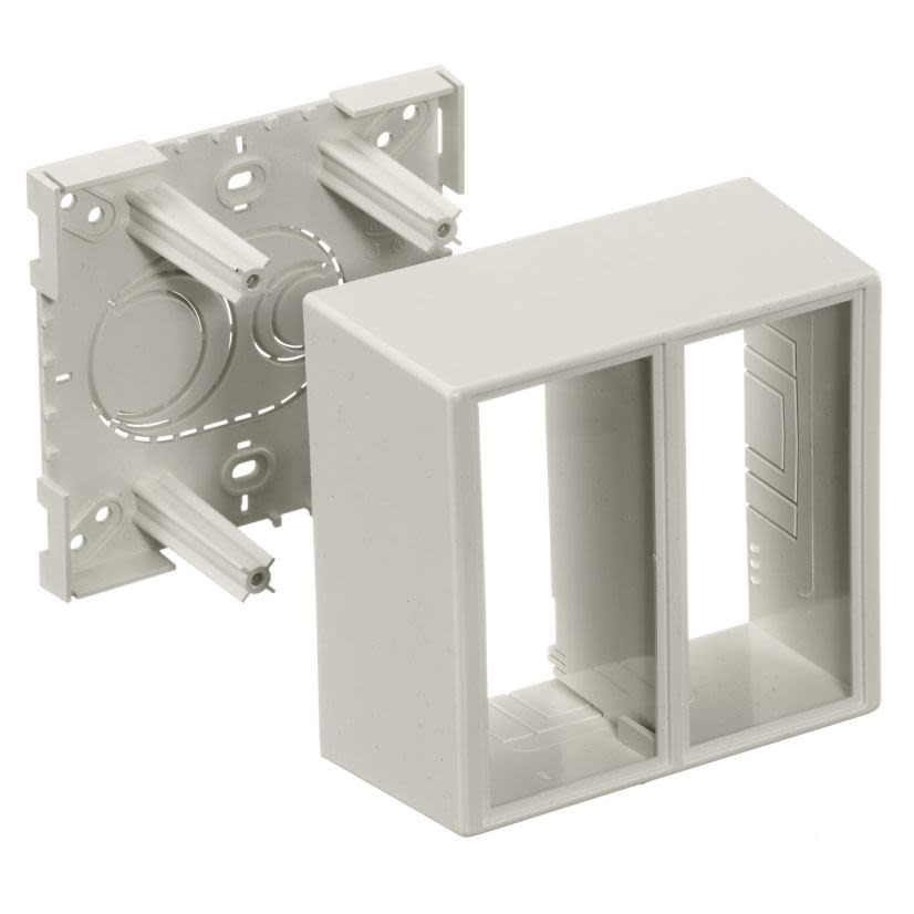 PREMISE WIRING PDB12TGD 2-Gang Deep Divided Extruded Non-Metallic Standard Device Box, 13-1/2 in L x 9 in W x 2.6 in H, Off-White
