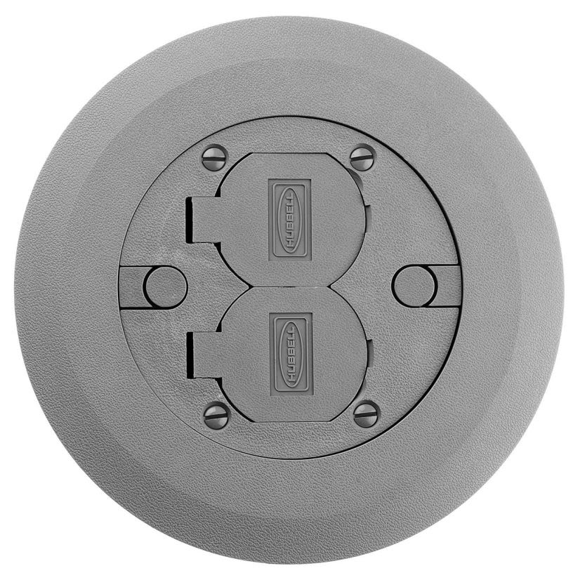 PREMISE WIRING PFBCGYA Duplex Multi-Service Non-Metallic Round Single Standard Cover Flange Assembly, 6-1/4 in Dia, Thermoplastic ABS