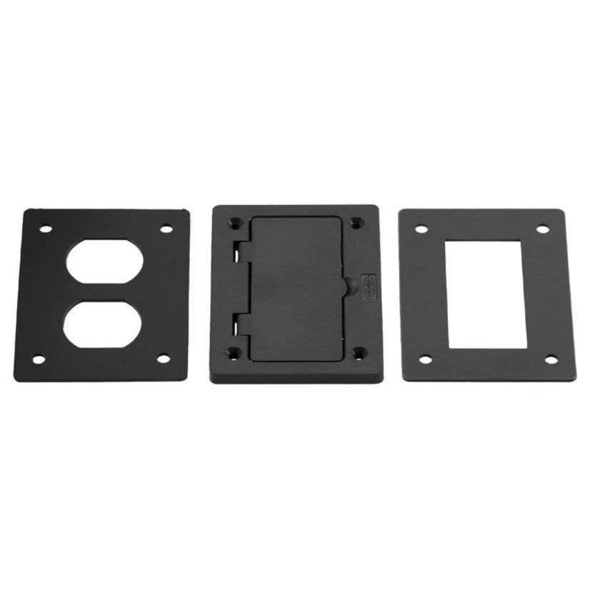 Hubbell Wiring Device-Kellems PFBR826BLA Duplex/Decorator Insert Rectangular Standard Device Plate, 4.15 in L x 2.97 in W, For Use With Flush Floor Box, PVC