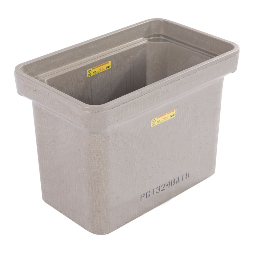 Hubbell QUAZITE PG1118BA18 Open Bottom PG Style Small Straight Wall Tier-22 Underground Enclosure Box, 18 in L x 11 in W x 18 in D, Polymer Concrete