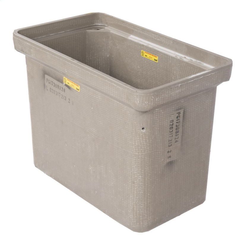 Hubbell QUAZITE PG1730BA24 Open Bottom PG Style Small Straight Wall Tier-22 Underground Enclosure Box, 30 in L x 17 in W x 24 in D, Polymer Concrete