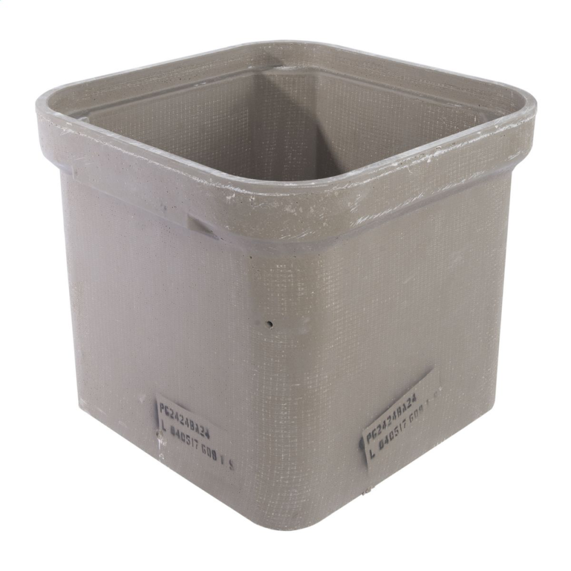 Hubbell QUAZITE PG2424BG24 Long Open Bottom PG Style Straight Wall Tier-22 Underground Enclosure Box With Gasket, 24 in L x 24 in W x 24 in D, Polymer Concrete