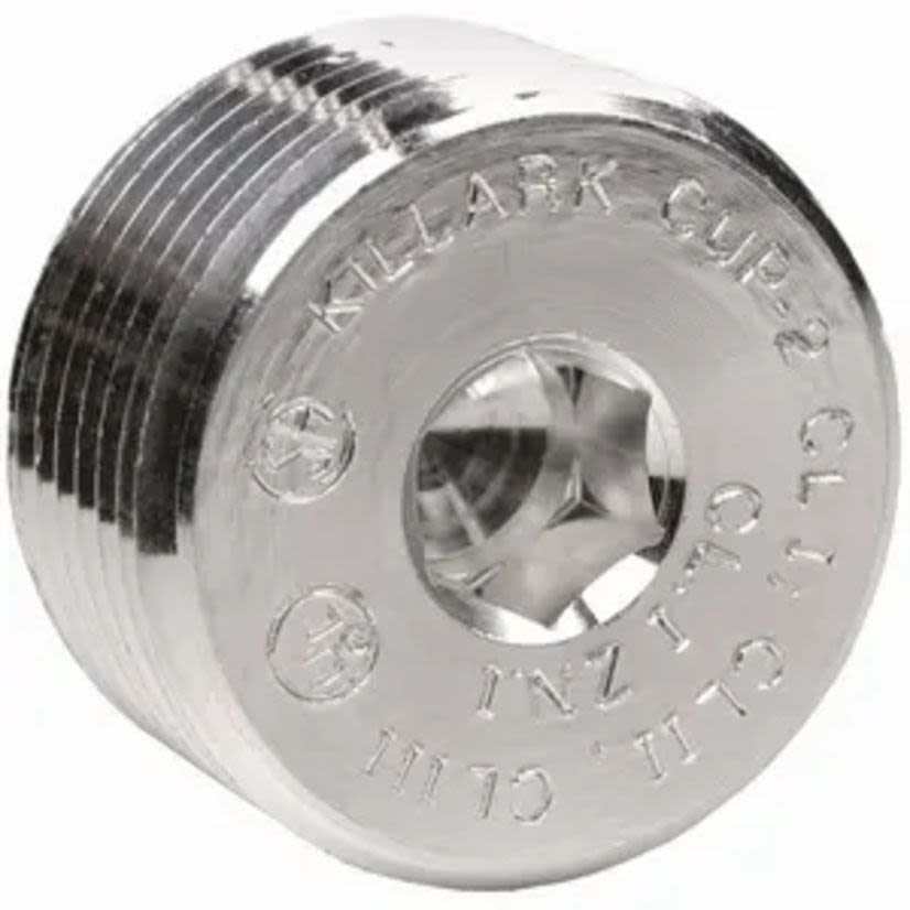 Hubbell Killark PLUG3 Recessed Conduit Plug, 1 in, For Use With Rigid Conduit, Steel, Electro-Plated Zinc