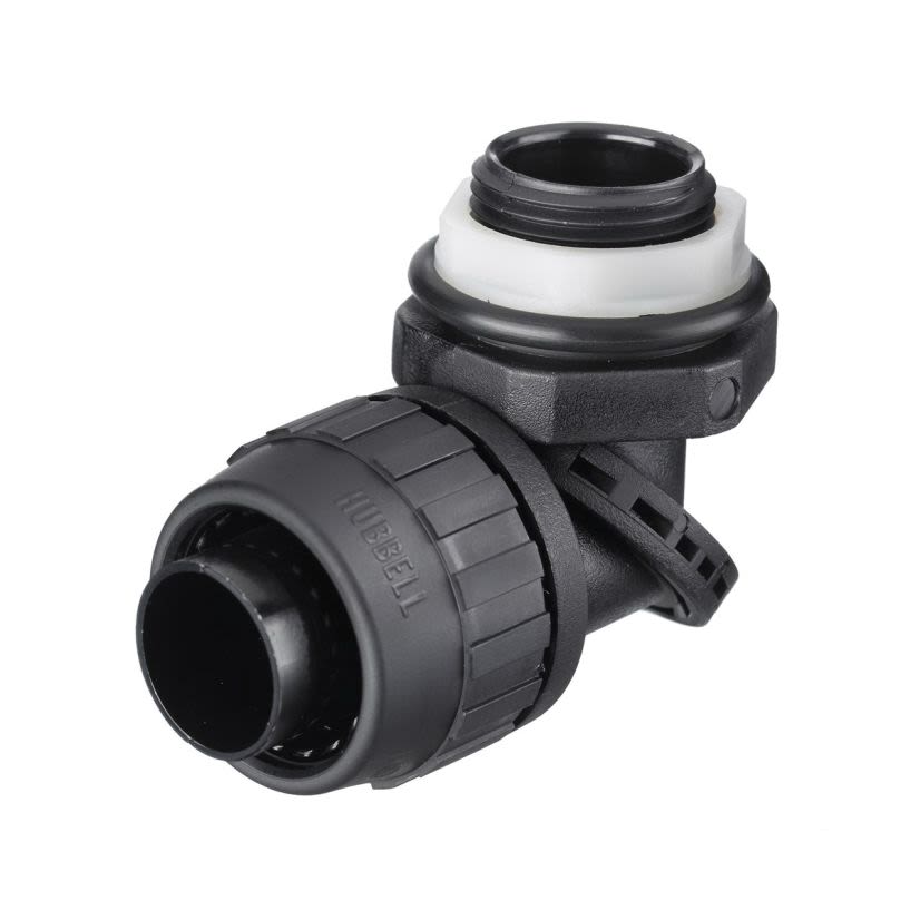 Hubbell Wiring Device-Kellems SwivelLok PS0509NBK Male Multi-Position Non-Metallic Standard Liquidtight Connector, 1/2 in Trade, Nylon, Smooth