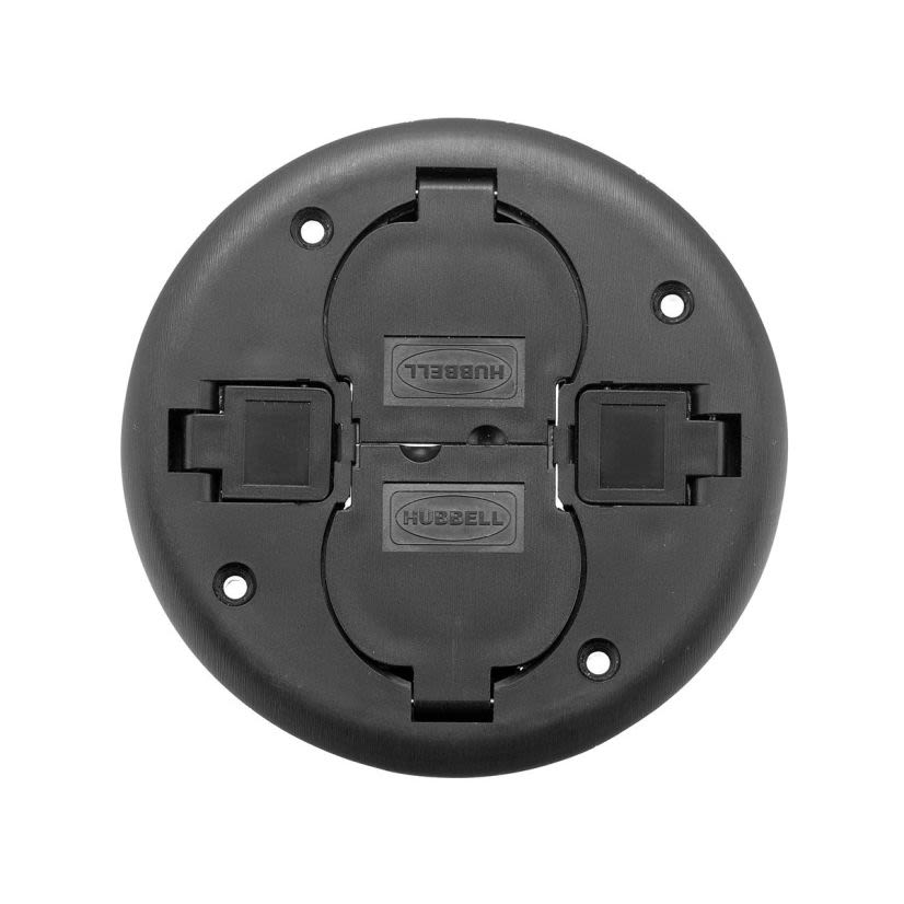 Hubbell Wiring Device-Kellems PT2X2CBL 2x2 Flush Non-Metallic Standard Replacement Cover, 3 in Dia, Duplex Flip Cover
