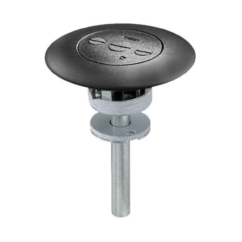 Hubbell Wiring Device-Kellems ScrubShield™ SystemOne™ PT73FFSDBK 1-Piece 3-Service Flush Standard Sized Poke-Through Assembled Unit, 3 in Hole, 7 in Dia Cover, Composite