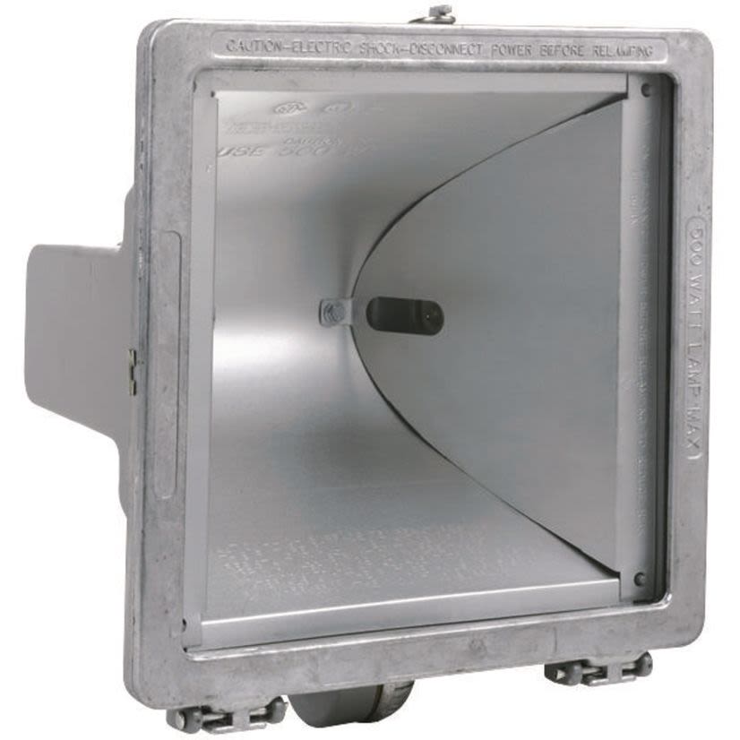 Hubbell Killark Night Falcon QL-500K Rectangular Wide Beam Quartz Floodlight Fixture,) Incandescent/Quartz Lamp, 129 W Fixture, 120/277 VAC, Bronze Housing
