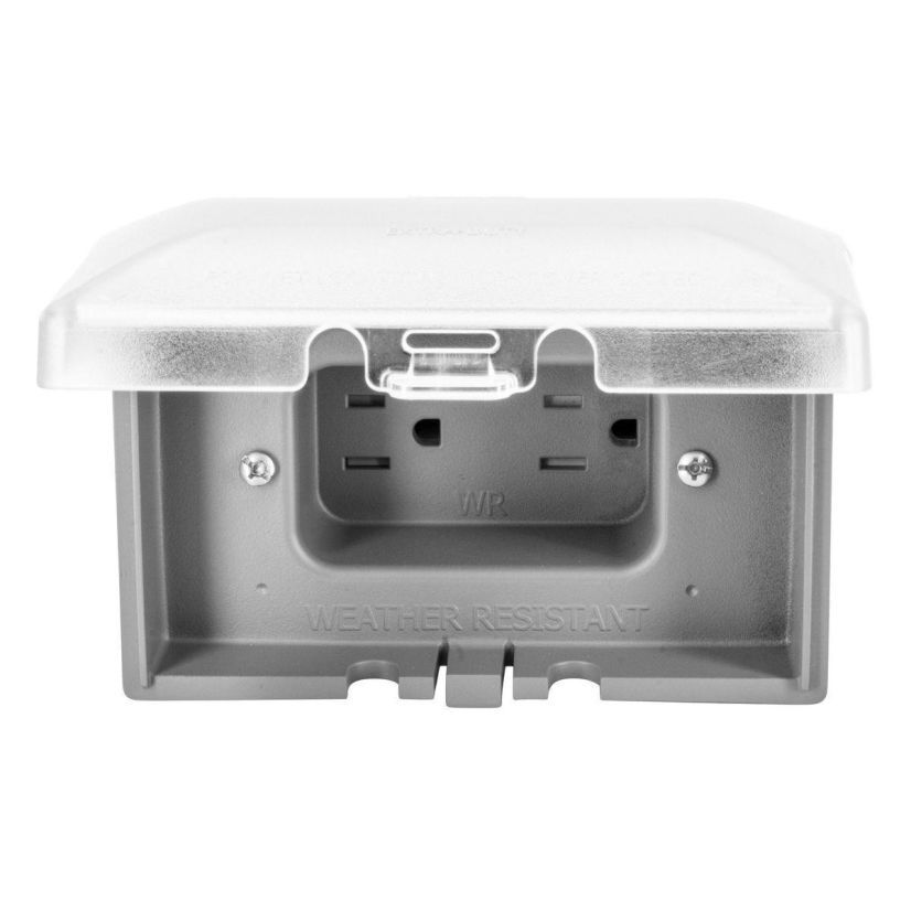 Hubbell Wiring Device - Kellems RW15300GY Duplex Tamper/Weather-Resistant Straight Blade Receptacle With Horizontal Weatherproof Cover