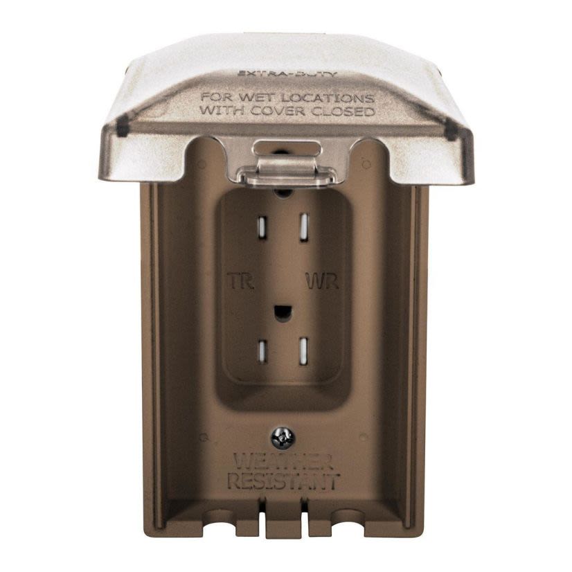 Hubbell Wiring Device - Kellems RW15400BR Duplex Tamper/Weather-Resistant Straight Blade Receptacle With Vertical Weatherproof Cover