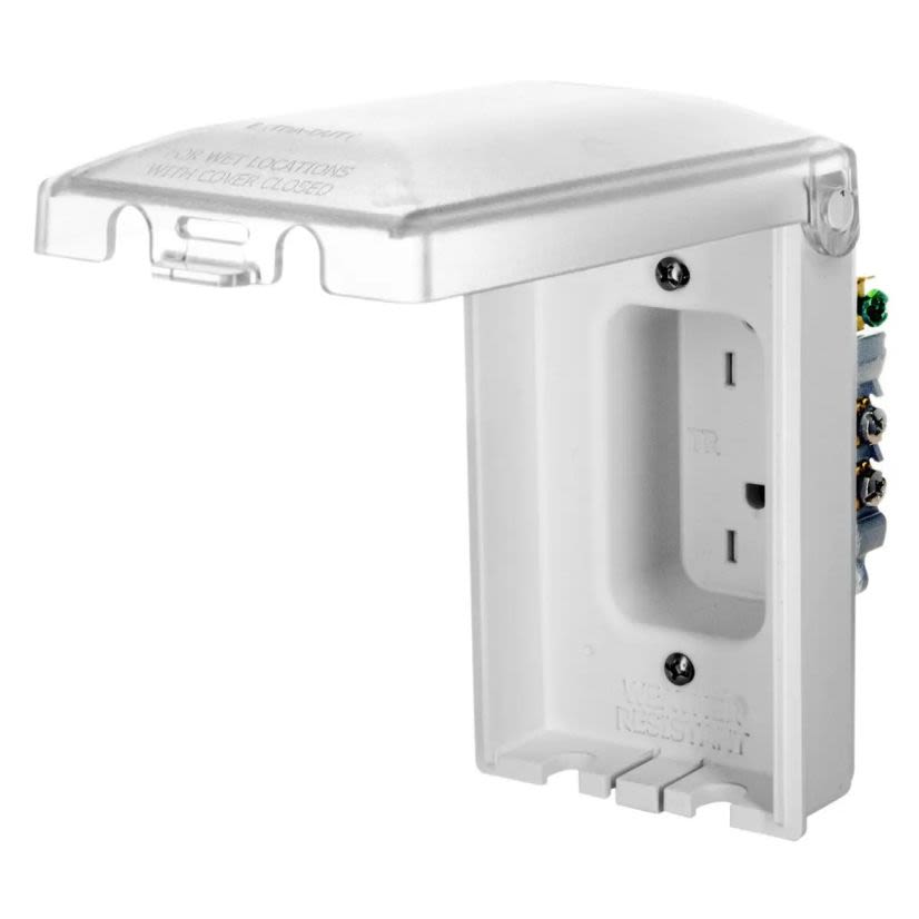 Hubbell Wiring Device - Kellems RW15400W Duplex Tamper/Weather-Resistant Straight Blade Receptacle With Vertical Weatherproof Cover