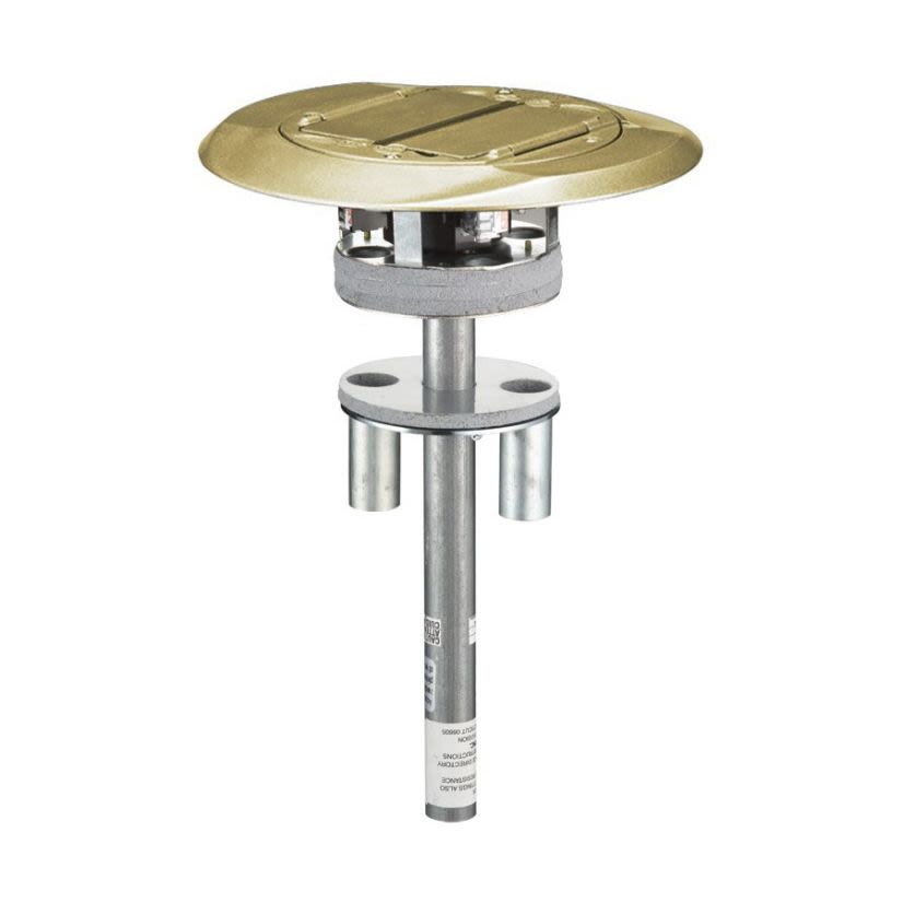 Hubbell Wiring Device-Kellems ScrubShield™ SystemOne™ S1PT4X4BRS 1-Piece Flush Standard Sized Poke-Through Assembled Unit, 4 in Hole, 8 in Dia x 0.55 in H Cover, 300 lb Capacity, Composite